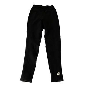 Performance Womens Track Pants Black Fleece Lined Zip Ankles Nylon Blend USA L